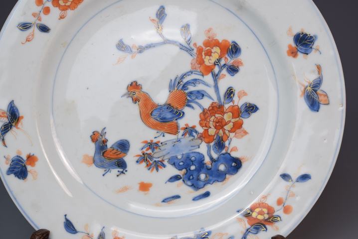 古玩陶瓷清早期青花礬紅大吉圖盤拍賣，當前價格3000元