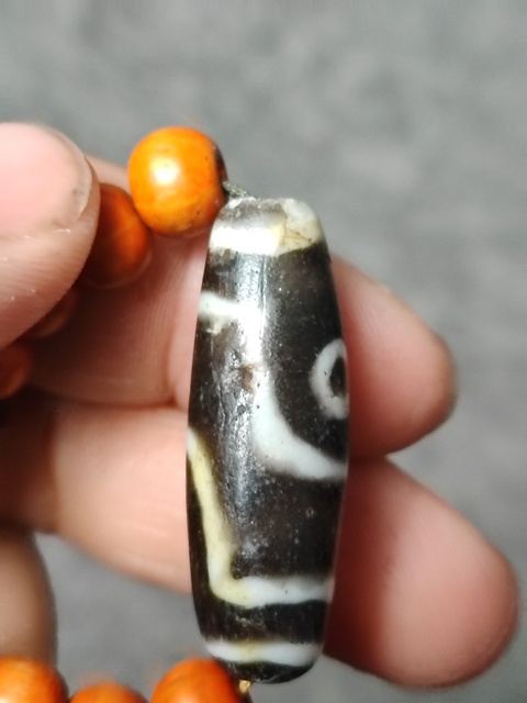 古玩玉器清代料器兩眼天珠拍賣，當前價格1588元