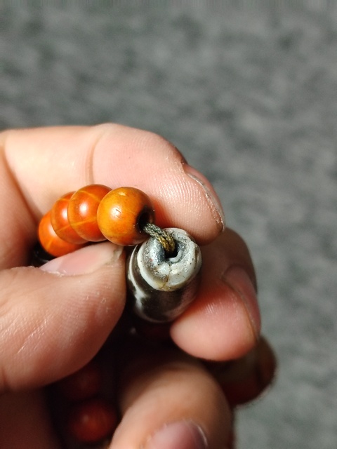 古玩玉器清代料器兩眼天珠拍賣，當前價格1588元