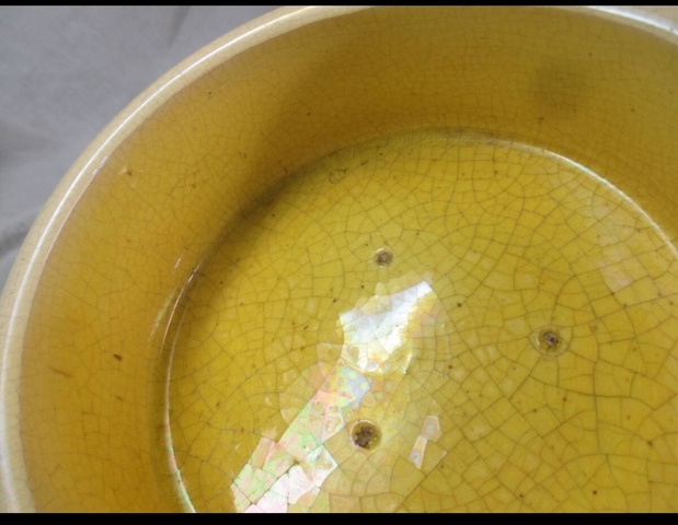 古玩陶瓷民國(guó)·黃釉弦紋洗拍賣，當(dāng)前價(jià)格1000元