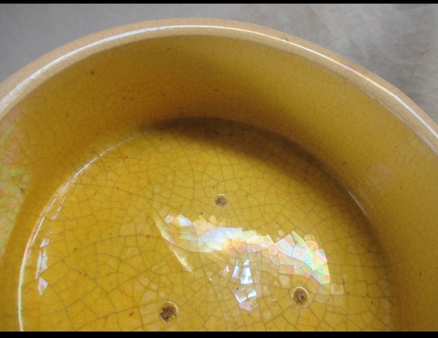 古玩陶瓷民國(guó)·黃釉弦紋洗拍賣，當(dāng)前價(jià)格1000元