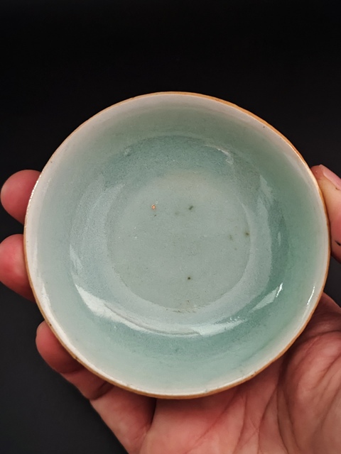 古玩陶瓷清中期豆青釉小盤拍賣，當(dāng)前價(jià)格288元