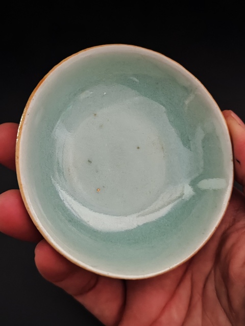 古玩陶瓷清中期豆青釉小盤拍賣，當(dāng)前價(jià)格288元