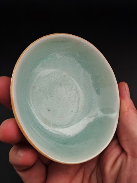 古玩陶瓷清中期豆青釉小盤拍賣，當(dāng)前價(jià)格288元