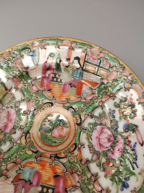 古玩陶瓷晚清.廣彩人物故事紋盤拍賣,當前價格685元