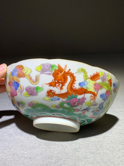 粉彩雲龍紋碗 大清光緒年製 款 五客 中国古玩 中国美術 A10-7-11 T10241688734084686.jpg
