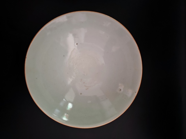古玩陶瓷清中期豆青釉大碗拍賣，當前價格460元
