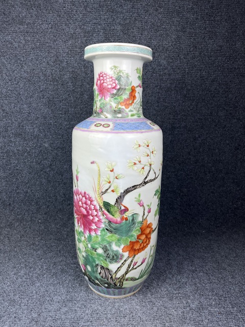 古玩陶瓷粉彩錦雞牡丹大棒槌瓶拍賣，當(dāng)前價(jià)格5588元