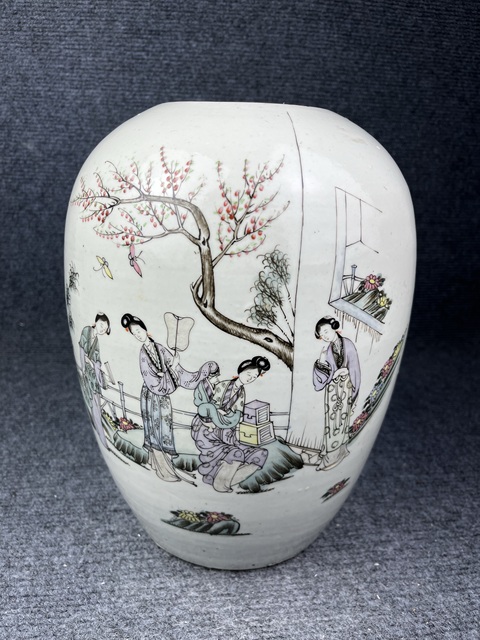 古玩陶瓷粉彩桃花美女冬瓜罐拍賣,當前價格1999元