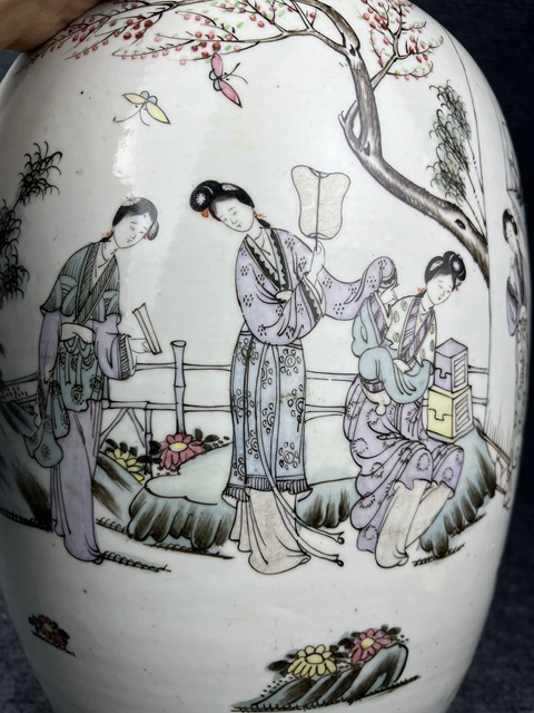 古玩陶瓷粉彩桃花美女冬瓜罐拍賣,當前價格1999元