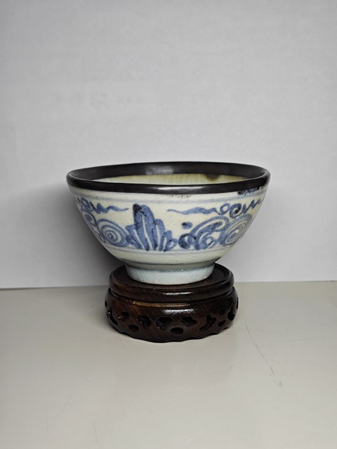 古玩陶瓷明早期青花壽山福海圖茶圓拍賣,當前價格3456元