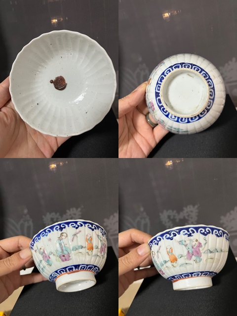 古玩陶瓷粉彩人物故事瓜棱蓋碗拍賣，當前價格1888元