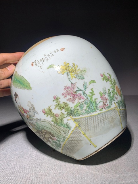 古玩陶瓷民國(guó)淺降彩仕女罐拍賣，當(dāng)前價(jià)格1500元