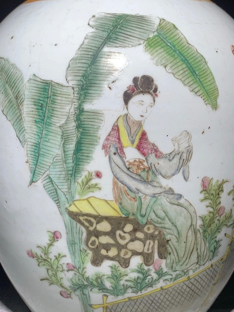 古玩陶瓷民國(guó)淺降彩仕女罐拍賣，當(dāng)前價(jià)格1500元