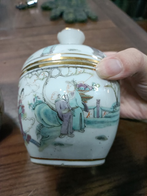 古玩陶瓷郭子儀遇仙細路糖缸一對拍賣，當前價格3888元