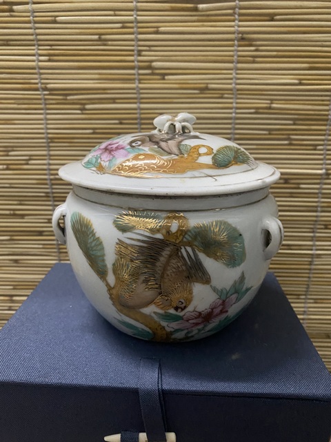 古玩陶瓷民國粉彩描金粥罐拍賣，當(dāng)前價格650元