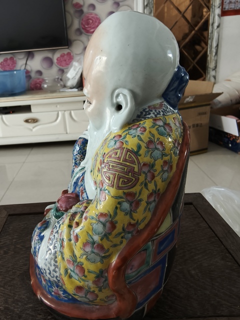 古玩陶瓷粉彩壽星造像拍賣,當前價格3500元