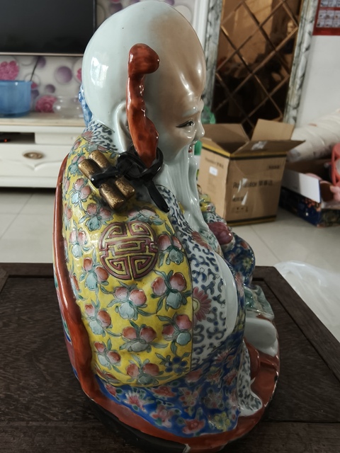 古玩陶瓷粉彩壽星造像拍賣,當前價格3500元