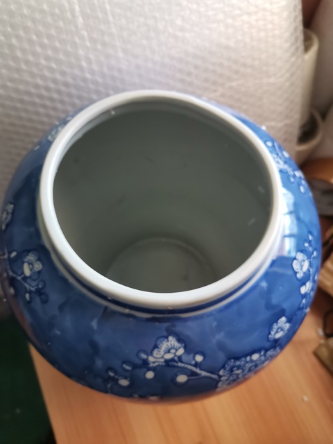 古玩陶瓷青花留白冰梅紋將軍罐拍賣，當前價格999元