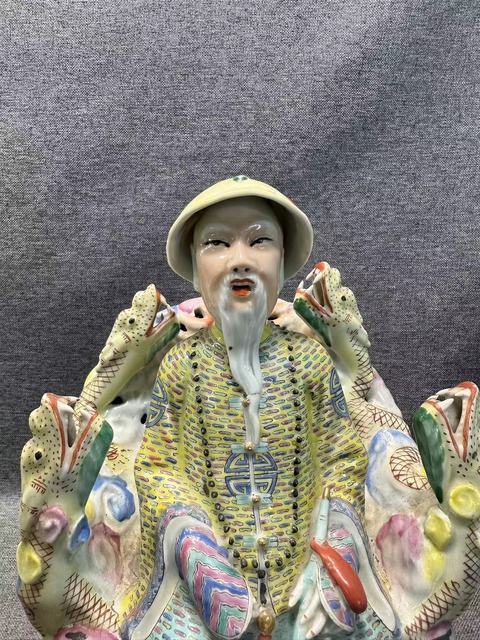 古玩陶瓷清末民初粉彩人物(唐英)造像拍賣,當前價格18888元