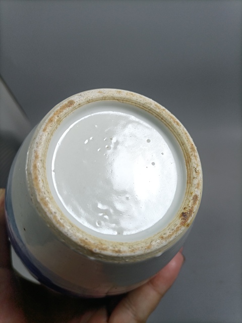 古玩陶瓷晚清青花山水樓閣紋羅漢瓶拍賣,當前價格2780元