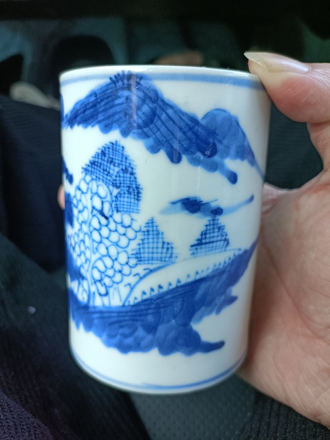 古玩陶瓷光緒青花山水人物通景筆筒拍賣,當前價格3888元