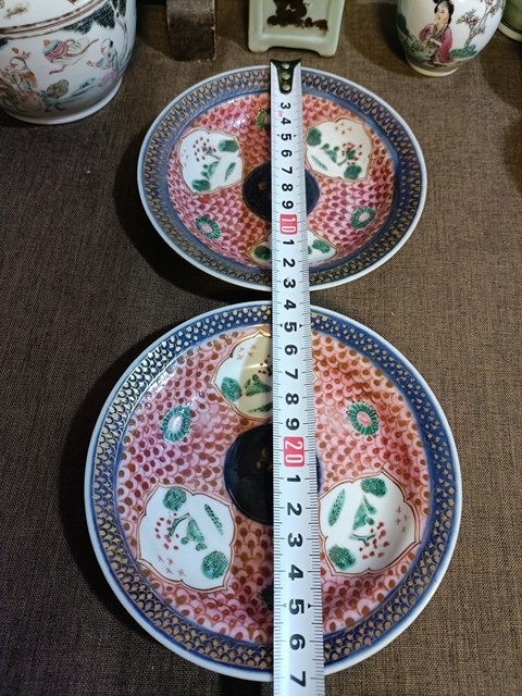 古玩陶瓷雍正胭脂水祭藍描金開窗山水小賞盤拍賣，當前價格8888元