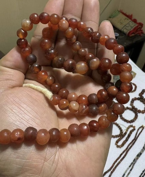 古玩玉器紅瑪瑙珠串拍賣，當前價格600元