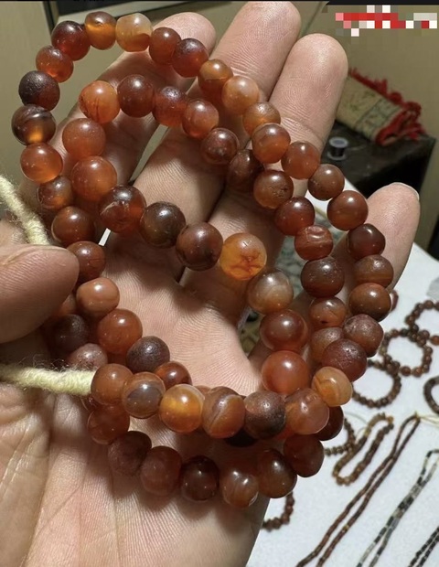 古玩玉器紅瑪瑙珠串拍賣，當前價格600元