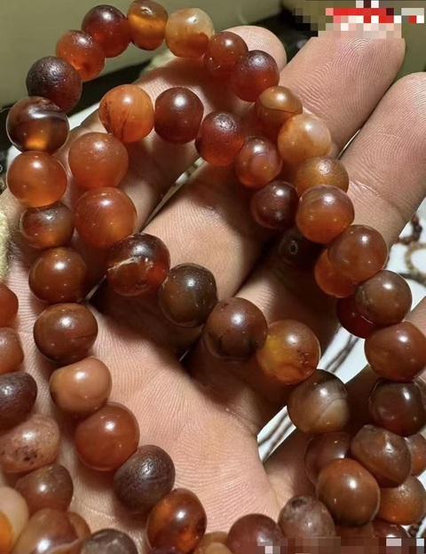 古玩玉器紅瑪瑙珠串拍賣，當前價格600元