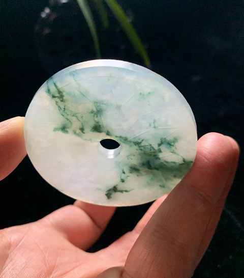 古玩玉器翡翠雕“花卉紋璧”拍賣,當前價格4200元