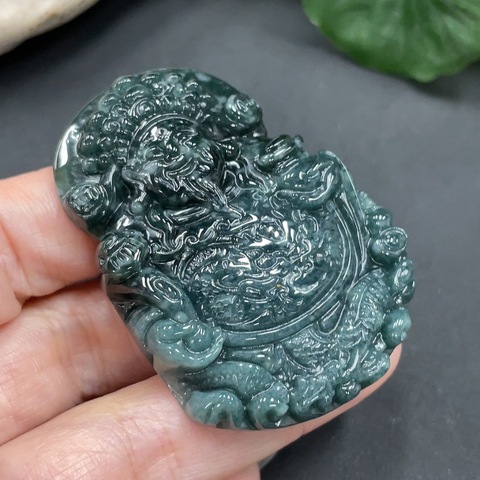 古玩玉器88天然翡翠雕刻財神佩拍賣,當前價格160元