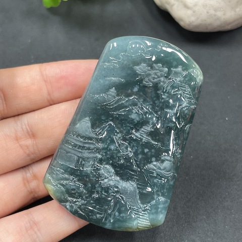 古玩玉器98天然翡翠山水掛牌拍賣,當(dāng)前價格198元