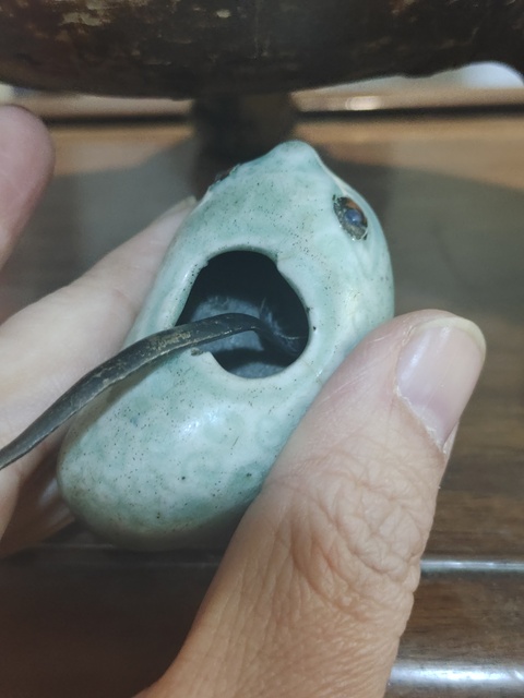 古玩陶瓷乾隆青釉仿生金蟾水盂拍賣，當前價格1600元