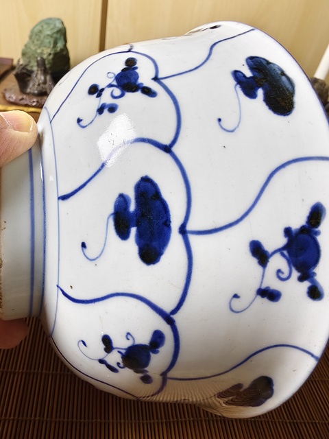 古玩陶瓷清雍乾如意靈芝紋青花碗拍賣,當前價格680元