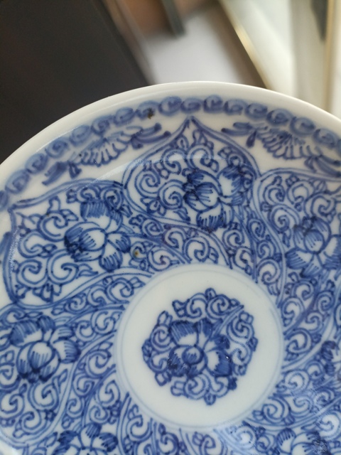 古玩陶瓷花卉紋青花盤拍賣，當前價格388元