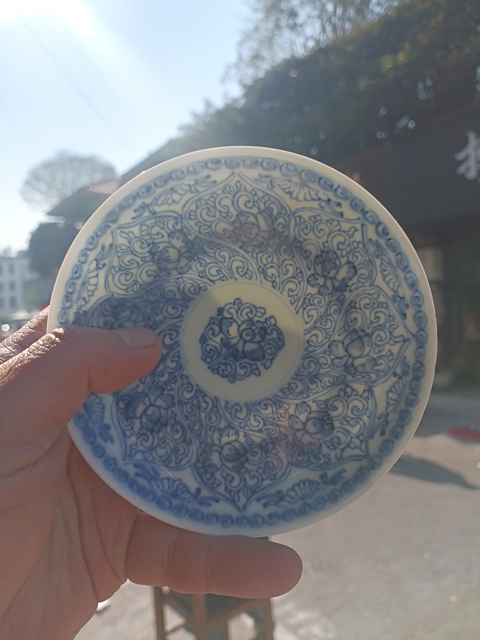 古玩陶瓷花卉紋青花盤拍賣，當前價格388元