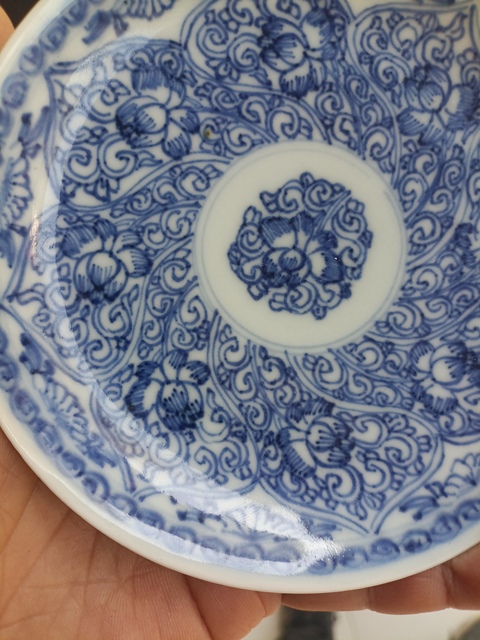 古玩陶瓷花卉紋青花盤拍賣，當前價格388元