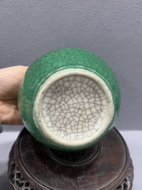 古玩陶瓷綠哥釉水盂拍賣(mài)，當(dāng)前價(jià)格6500元