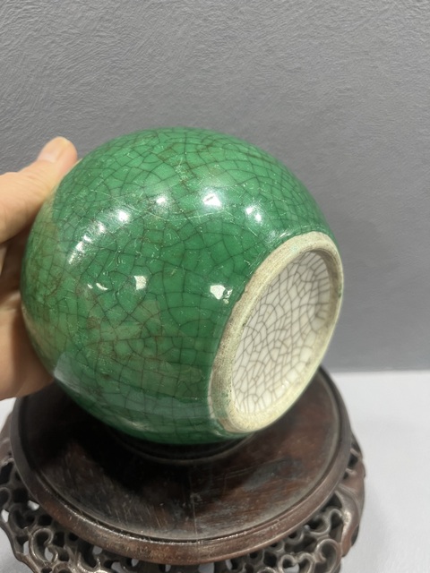 古玩陶瓷綠哥釉水盂拍賣(mài)，當(dāng)前價(jià)格6500元