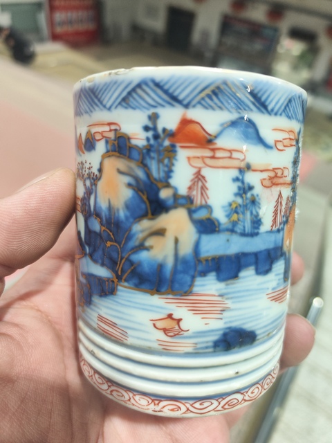 古玩陶瓷青花礬紅描金杯拍賣，當(dāng)前價(jià)格1600元