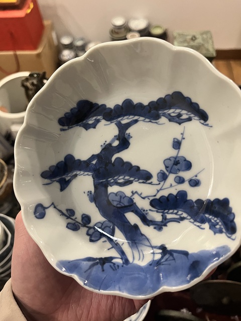 古玩陶瓷清代歲寒三友松竹梅盤拍賣，當前價格299元