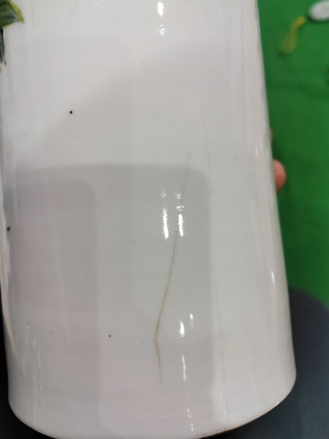 古玩陶瓷晚清淺降彩富貴牡丹帽筒拍賣，當前價格766元