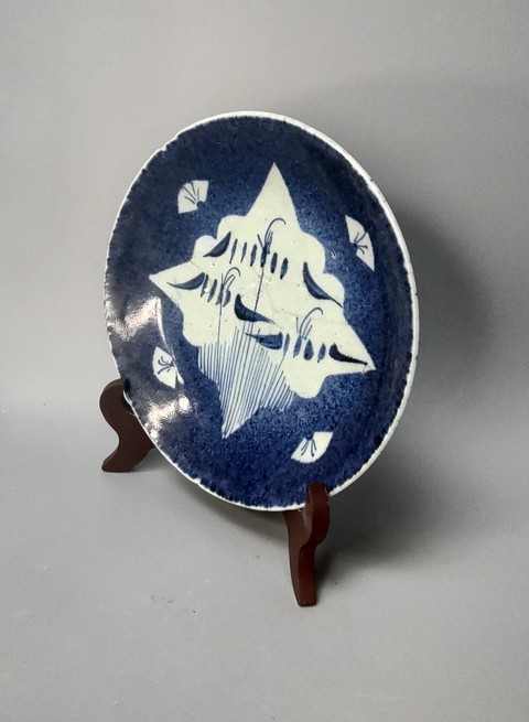 古玩陶瓷康熙灑藍(lán)開(kāi)窗青花竹紋盤拍賣,當(dāng)前價(jià)格198元