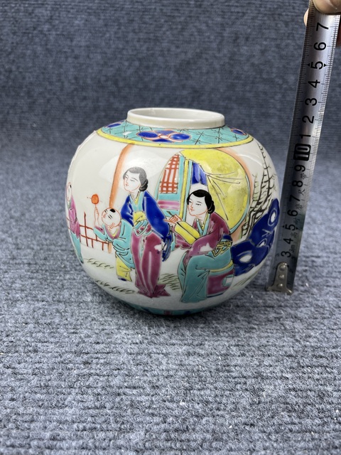 古玩陶瓷粉彩三娘教子紋罐拍賣,當前價格999元