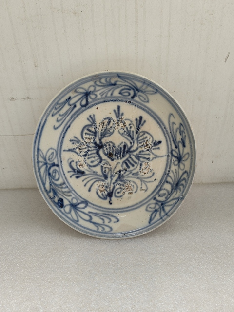 古玩陶瓷青花花卉紋深盤拍賣,當前價格680元