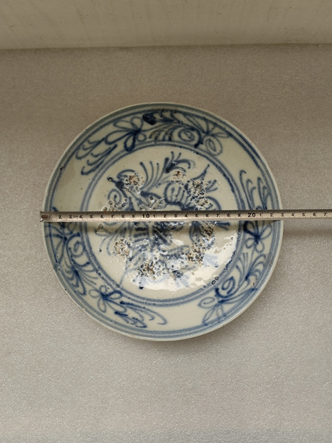 古玩陶瓷青花花卉紋深盤拍賣,當前價格680元