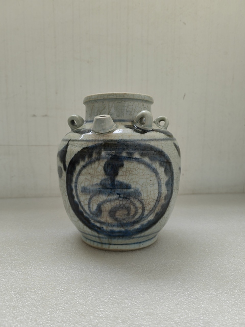 古玩陶瓷青花開光壽字紋四系茶壺拍賣，當前價格580元