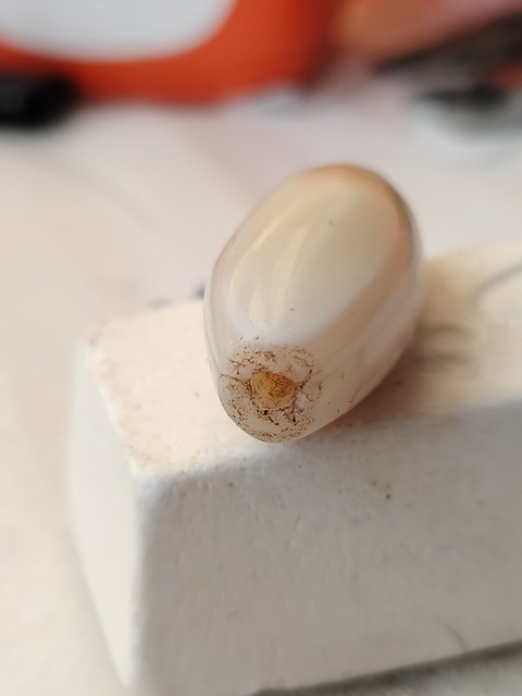 古玩玉器特價大尺寸帶雙眼天然纏絲瑪瑙珠拍賣,當前價格188元