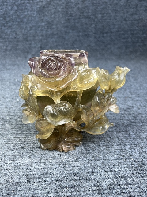 古玩雜項芙蓉石花瓶擺件拍賣，當前價格1388元